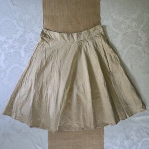 Banana Republic Gold Cream 100% Silk A-Line Midi Skirt Neutral Size 4